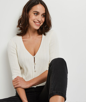Gilet côtelé femme BLANC