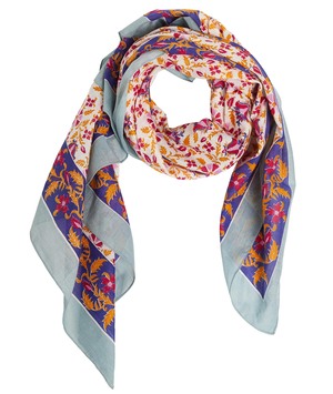 Foulard carré imprimé fleuri femme ECRU