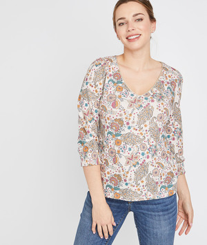 T-shirt imprimé cachemire femme BEIGE