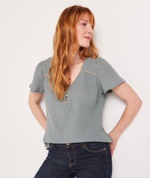 Blouse en gaze de coton femme SAUGE