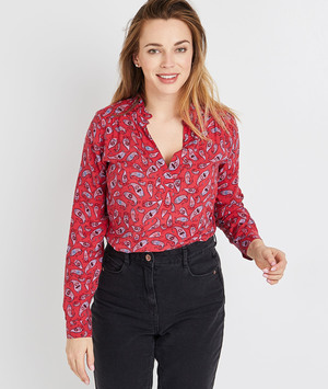 Chemise fluide imprimé cachemire femme ROUGE