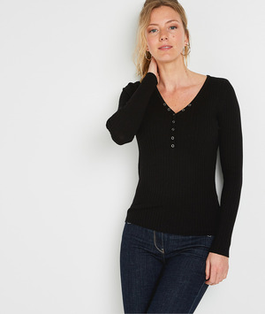 Pull uni femme NOIR