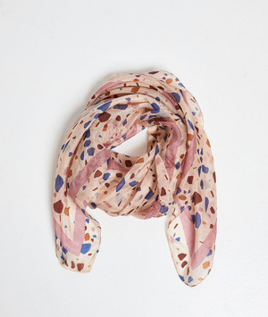 Foulard de soie imprimé femme ECRU