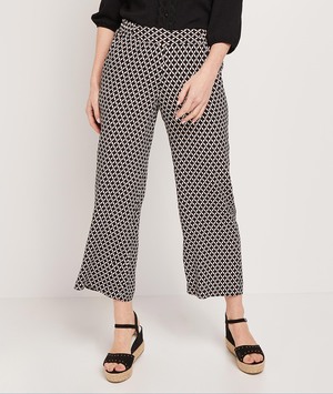 Pantalon large imprimé femme NOIR