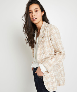 Veste à carreaux femme ECRU