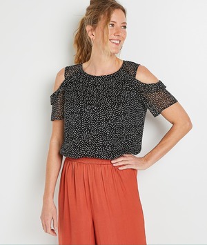 Blouse epaules ouvertes femme NOIR