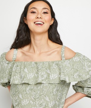 Blouse col bardot femme SAUGE