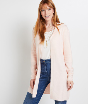 Gilet long à capuche femme ROSE