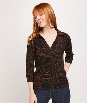 T-shirt imprimé zèbre femme NOIR