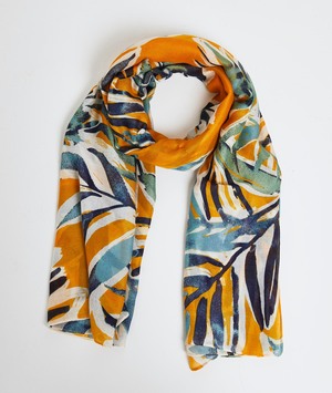 Foulard imprimé feuilles femme JAUNE