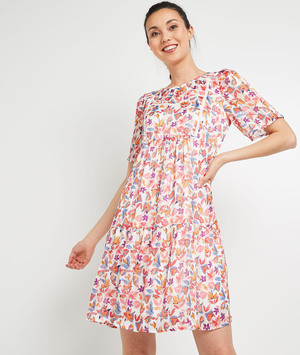 Robe imprimée femme ECRU