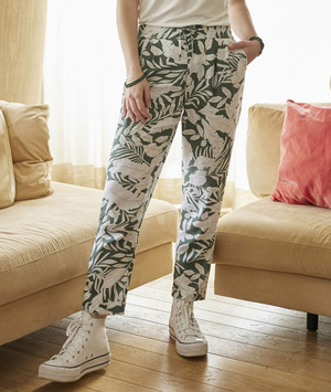 Pantalon fluide imprimé femme KAKI