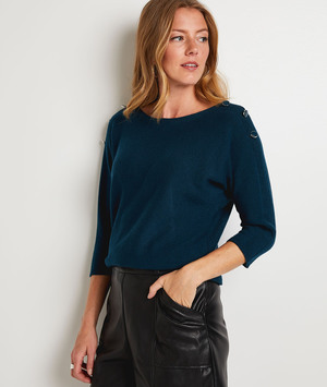 Pull manches 3/4 femme BLEU