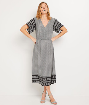 Robe longue imprimée femme NOIR