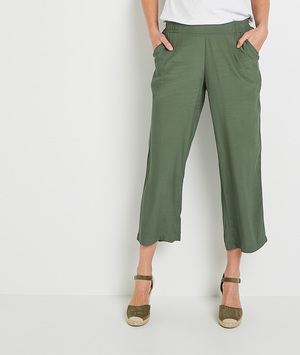Pantalon large en crèpe femme KAKI