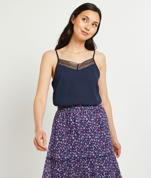 Top uni en dentelle femme MARINE