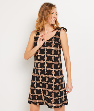 Robe imprimée longueur genoux femme NOIR