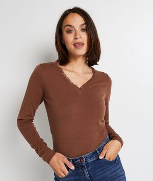 Pull col V femme CAMEL