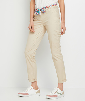 Chino avec foulard fleuri femme BEIGE