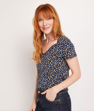 T-shirt manches courtes imprimé femme MARINE