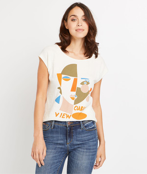 T-shirt imprimé femme ECRU