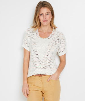 Pull ajouré écru femme ECRU