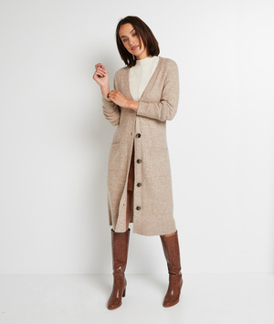 Gilet long femme BEIGE