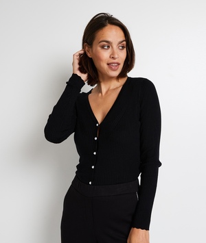 Gilet cotelé femme NOIR