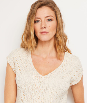 T-shirt en crochet femme ECRU