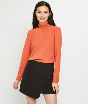 Blouse orange col montant femme ORANGE