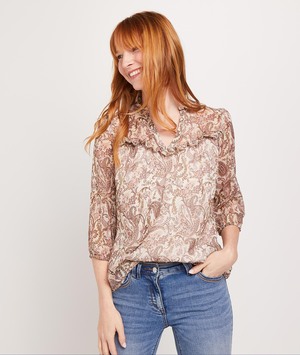 Blouse imprimée cachemire femme BEIGE