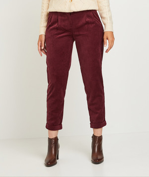 Pantalon velours femme ROUGE NOIRCI