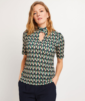 T-shirt col montant imprimé femme MULTICOULEUR