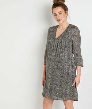 Robe voile imprimée femme NOIR
