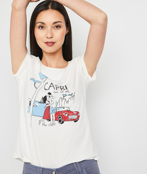 Tshirt print femme BLANC