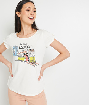 Tshirt print femme BLANC