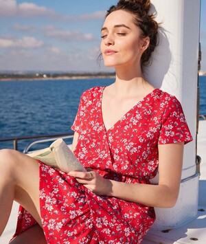 Robe imprimée fleurie femme ROUGE