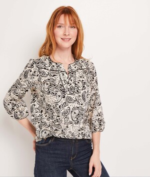 Blouse imprimé femme BLANC CASSE