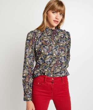 Blouse col montant femme MARINE