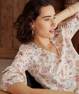 Blouse col V femme BLANC CASSE