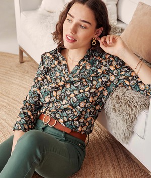 Blouse col V femme NOIR