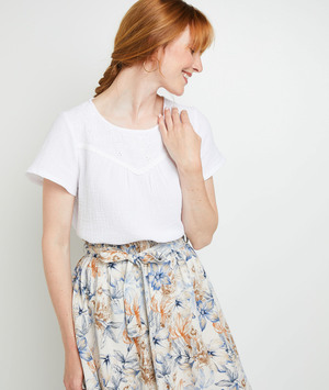 Blouse manches courtes femme BLANC CASSE