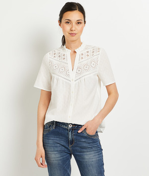 Chemisier à broderie indienne femme BLANC CASSE