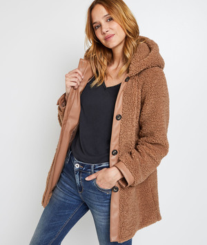 Manteau esprit teddy femme MARRON