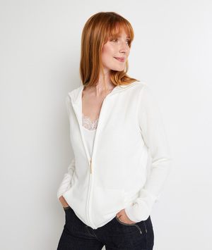 Gilet à capuche femme BLANC