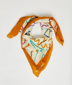 Foulard en voile de coton imprimé femme BLANC