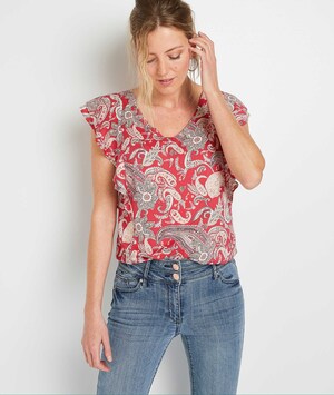 Blouse manches courtes femme ROUGE