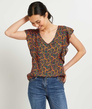 Blouse manches courtes femme ORANGE