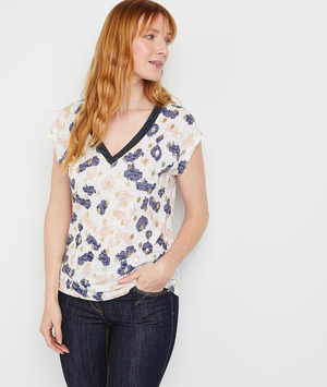 T-shirt imprimé femme ECRU