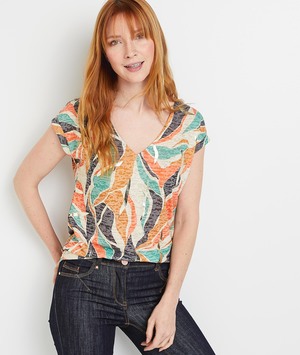 T-shirt imprimé femme ECRU